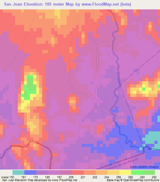 San Juan,El Salvador Elevation Map