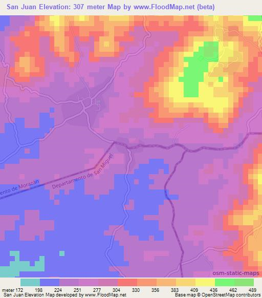 San Juan,El Salvador Elevation Map
