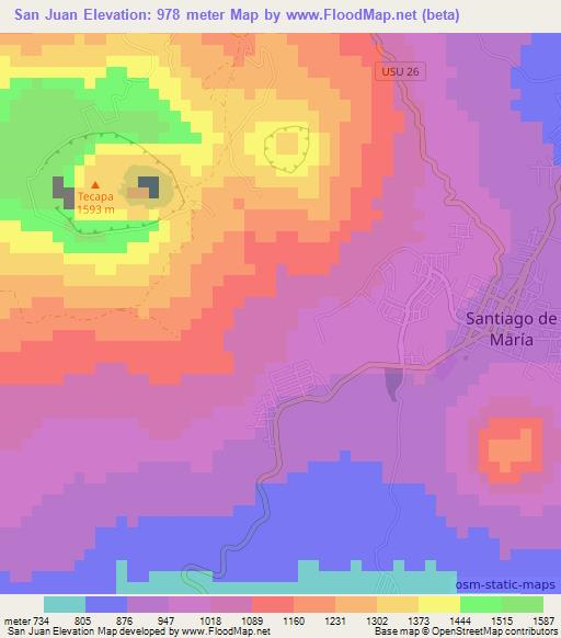 San Juan,El Salvador Elevation Map