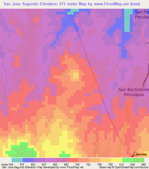 San Jose Segundo,El Salvador Elevation Map