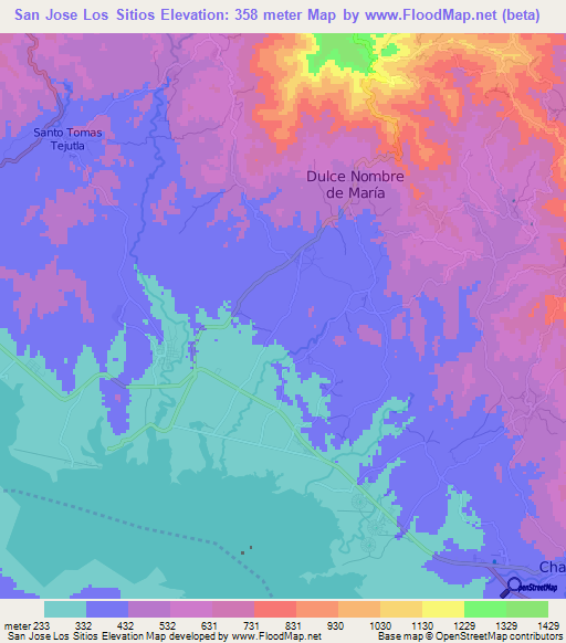 San Jose Los Sitios,El Salvador Elevation Map