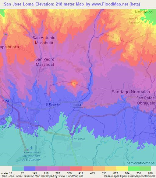 San Jose Loma,El Salvador Elevation Map