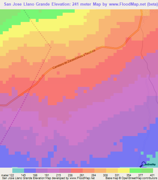 San Jose Llano Grande,El Salvador Elevation Map