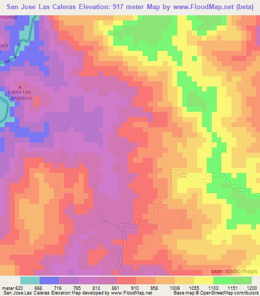San Jose Las Caleras,El Salvador Elevation Map