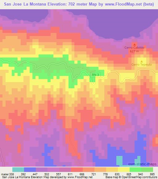 San Jose La Montana,El Salvador Elevation Map