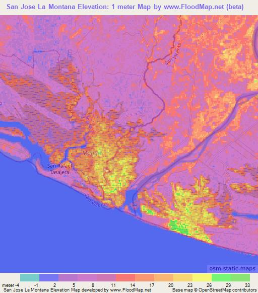 San Jose La Montana,El Salvador Elevation Map