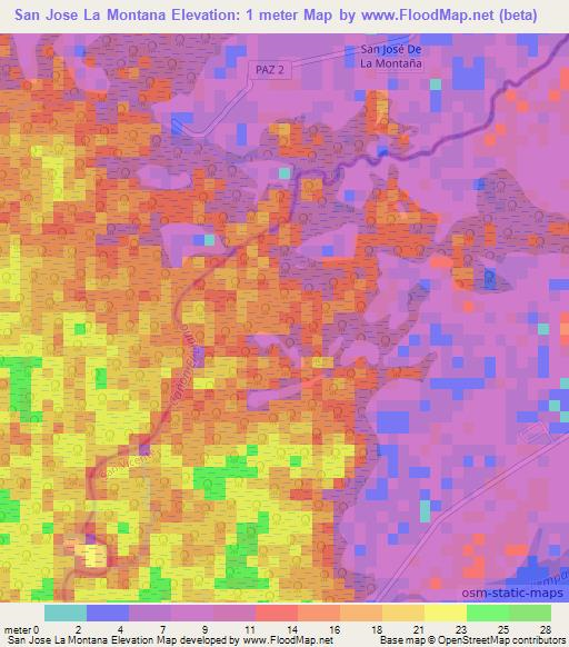 San Jose La Montana,El Salvador Elevation Map