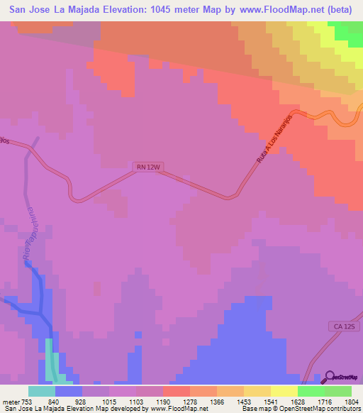 San Jose La Majada,El Salvador Elevation Map