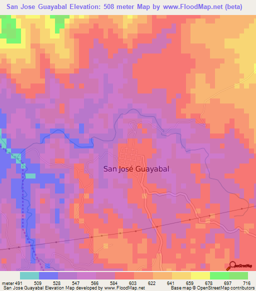 San Jose Guayabal,El Salvador Elevation Map
