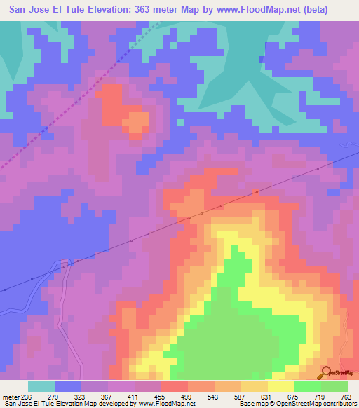 San Jose El Tule,El Salvador Elevation Map