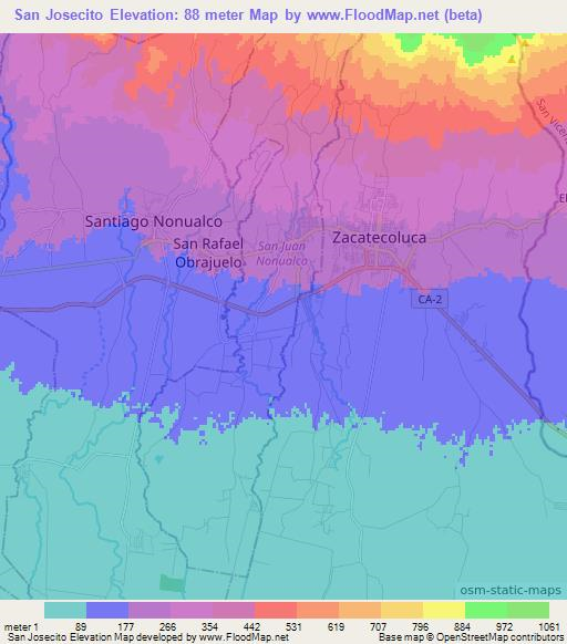 San Josecito,El Salvador Elevation Map