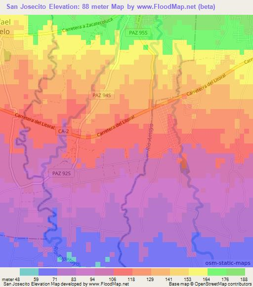 San Josecito,El Salvador Elevation Map