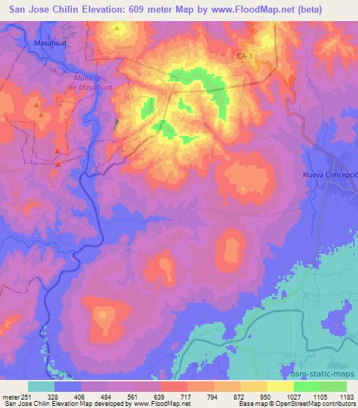 San Jose Chilin,El Salvador Elevation Map