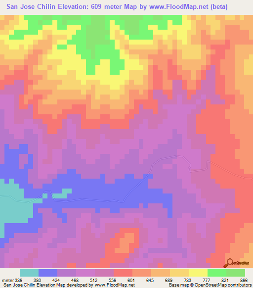 San Jose Chilin,El Salvador Elevation Map