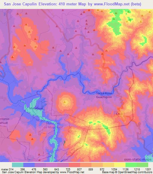 San Jose Capulin,El Salvador Elevation Map