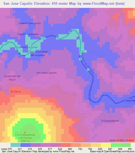 San Jose Capulin,El Salvador Elevation Map