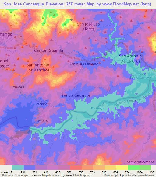 San Jose Cancasque,El Salvador Elevation Map