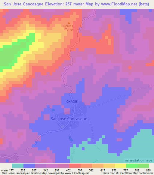 San Jose Cancasque,El Salvador Elevation Map