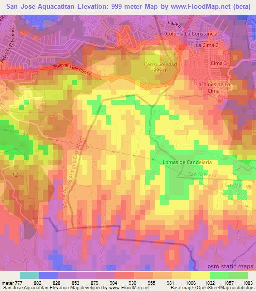 San Jose Aquacatitan,El Salvador Elevation Map