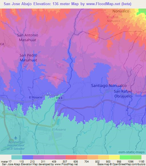 San Jose Abajo,El Salvador Elevation Map