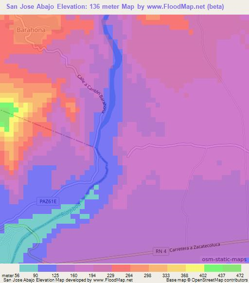San Jose Abajo,El Salvador Elevation Map