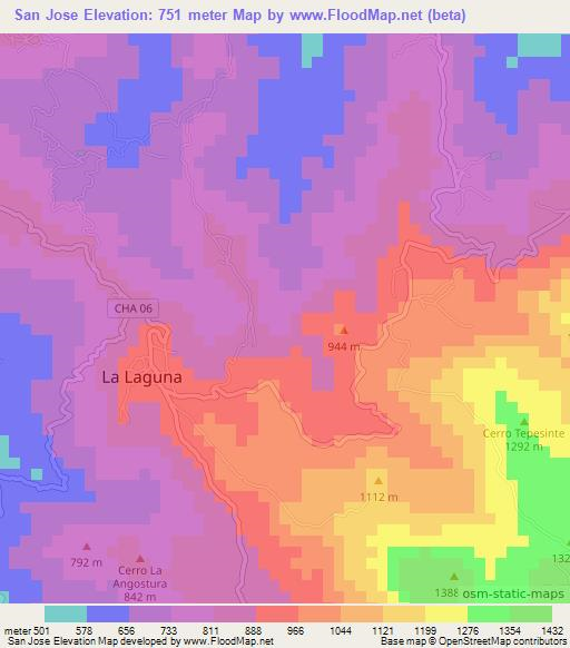 San Jose,El Salvador Elevation Map