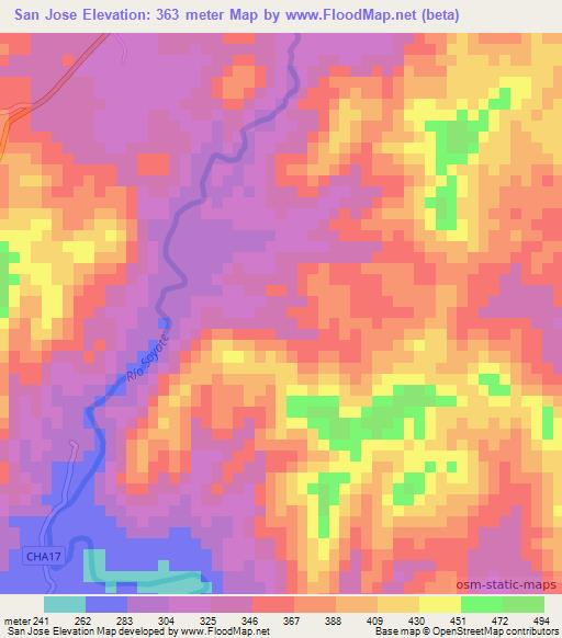 San Jose,El Salvador Elevation Map