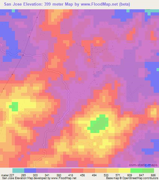 San Jose,El Salvador Elevation Map