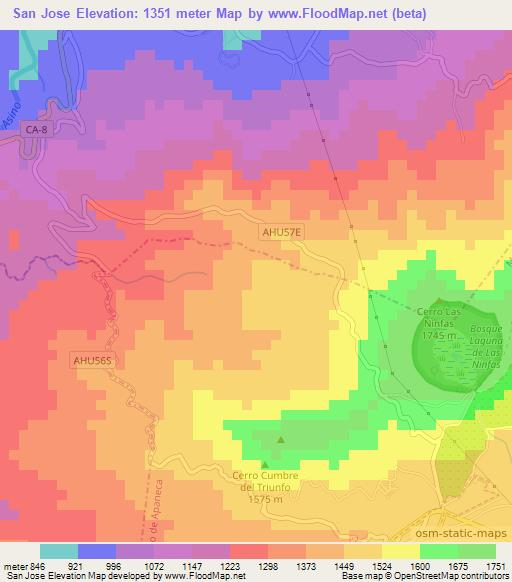 San Jose,El Salvador Elevation Map