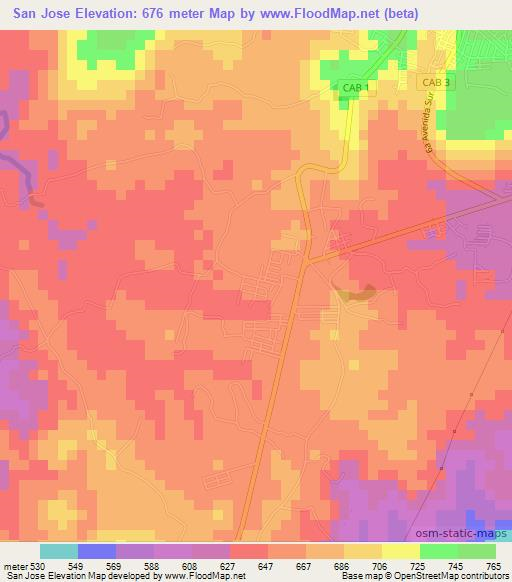 San Jose,El Salvador Elevation Map