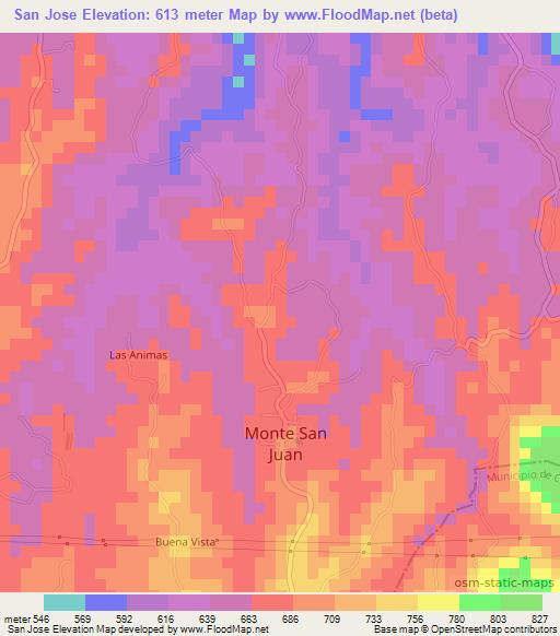 San Jose,El Salvador Elevation Map