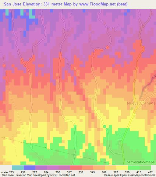 San Jose,El Salvador Elevation Map