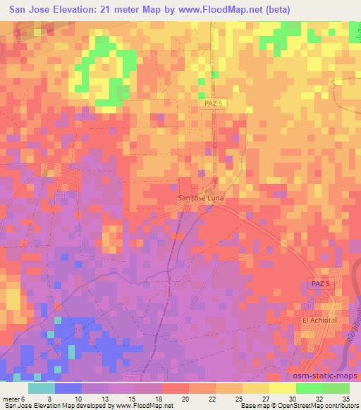 San Jose,El Salvador Elevation Map