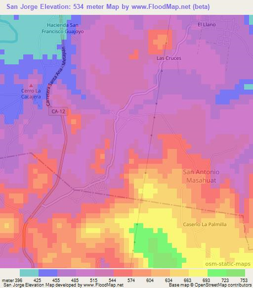 San Jorge,El Salvador Elevation Map