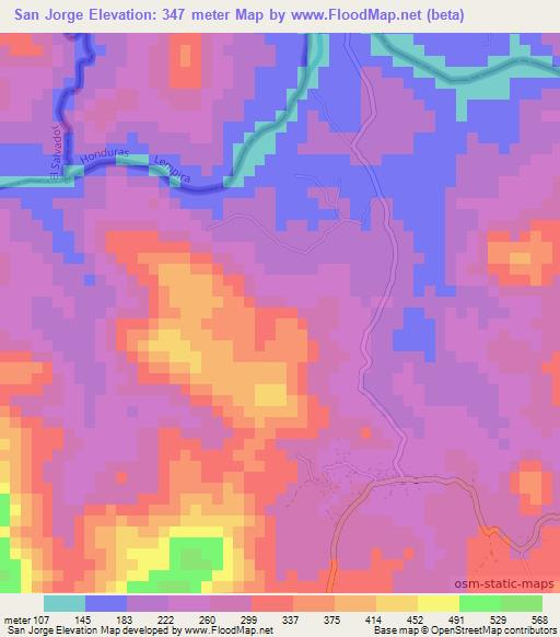 San Jorge,El Salvador Elevation Map