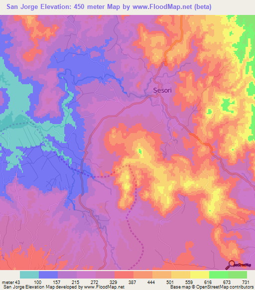 San Jorge,El Salvador Elevation Map