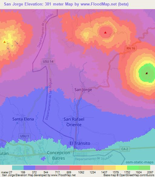 San Jorge,El Salvador Elevation Map