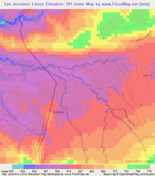San Jeronimo Limon,El Salvador Elevation Map