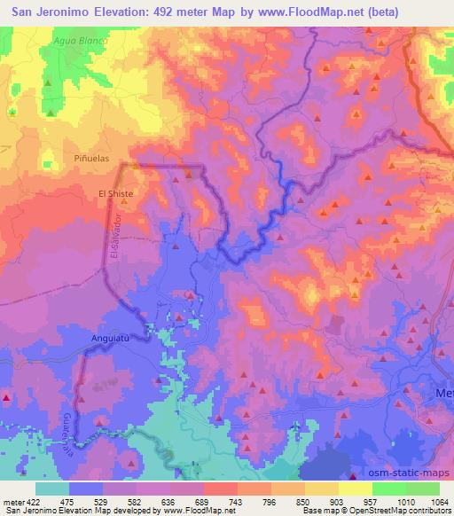 San Jeronimo,El Salvador Elevation Map