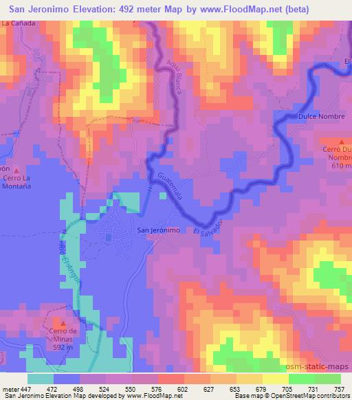 San Jeronimo,El Salvador Elevation Map