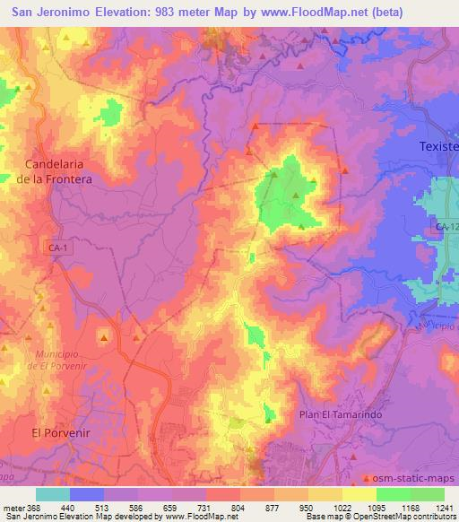 San Jeronimo,El Salvador Elevation Map