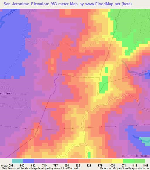 San Jeronimo,El Salvador Elevation Map