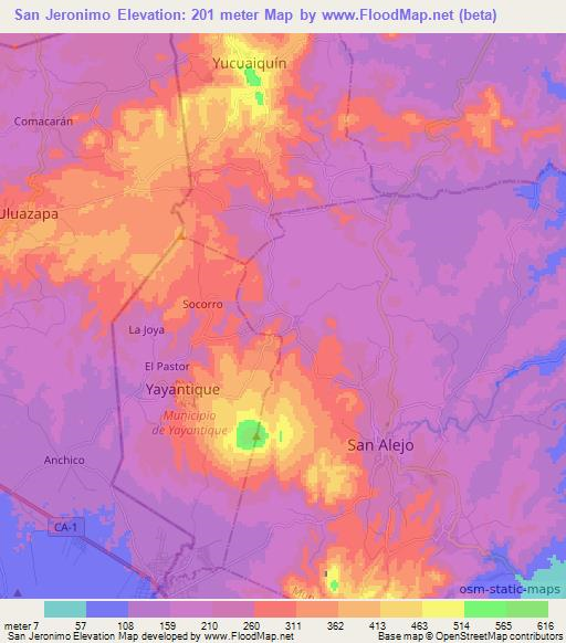 San Jeronimo,El Salvador Elevation Map