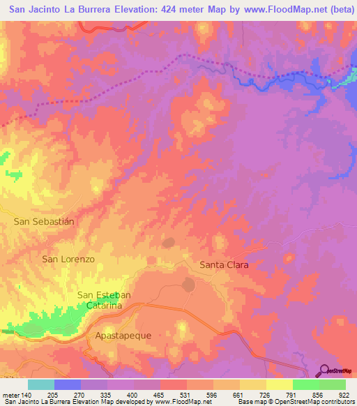 San Jacinto La Burrera,El Salvador Elevation Map