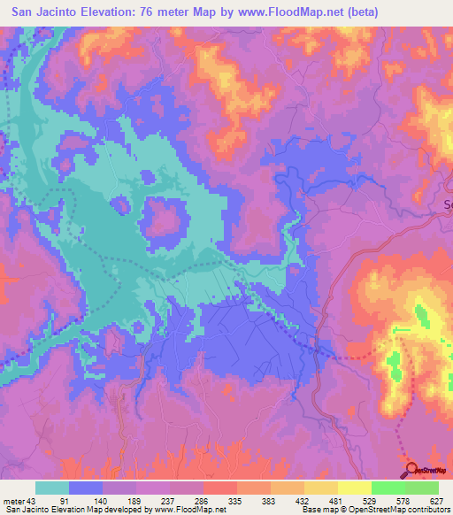 San Jacinto,El Salvador Elevation Map