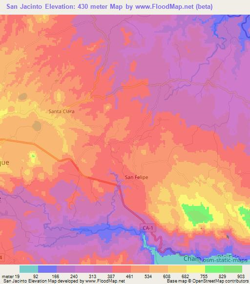 San Jacinto,El Salvador Elevation Map