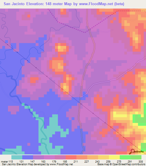 San Jacinto,El Salvador Elevation Map