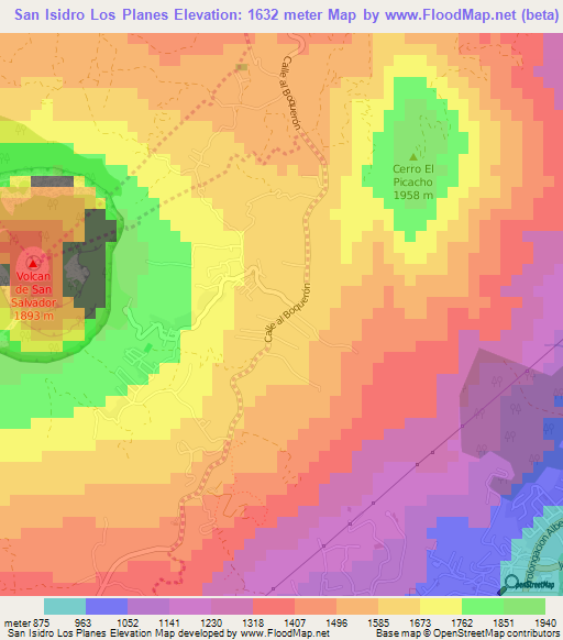 San Isidro Los Planes,El Salvador Elevation Map