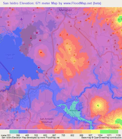 San Isidro,El Salvador Elevation Map
