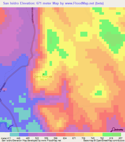 San Isidro,El Salvador Elevation Map